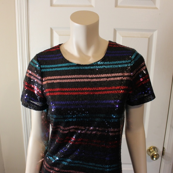 Devlin Striped Sequin Dress Size Small New Year's Eve - Picture 7 of 9